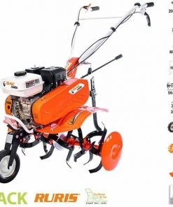 Motobineuse Thermique 7 Cv 6 Fraises Vitesses 2AV -1AR Roues Agraires Et Métalliques Butteur Réglable Ruris DAC 7000 - Orange