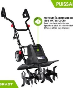 Motobineuse électrique 1500W - 24 Lames/6 Fraises - 45cm - 400 Trs/min - Roues De Transport Rabattables -accouplement Anti-blocage - Interrupteur De Sécurité - BRAST -Promos Motobineuse et accessoire Boutique 25063288 5