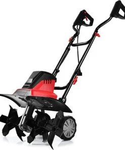 COSTWAY Motobineuse Électrique 1500W Profondeur De Travail 22CM Largeur De 43CM Avec Poignée Pliable Et Roues Réglables 6 Lames Pour Jardinage Et Désherbage