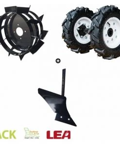 Pack Charrue Monosoc, Roues Agraires Et Fer LEA Pour Motobineuse Et Motoculteur Toutes Marques - Noir