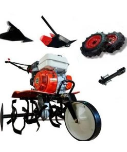 Motobineuse Thermique 4 Temps OHV 208cc 7cv 90cm + Kit Agricole + Charrue Réglable Professionnelle - Powerground 700