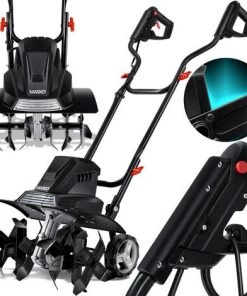 MASKO® Motobineuse électrique 1 500 watts | 40 cm De Largeur De Travail, 20 cm De Profondeur De Travail | Bineuse | Motoculteur à Fraise | Cultivateur | Fraiseuse De Jardin | Bineuse électrique | Poignée Pliable | Corps Métallique, Le Noir