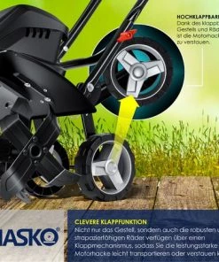 MASKO® Motobineuse électrique 1 500 watts | 40 cm De Largeur De Travail, 20 cm De Profondeur De Travail | Bineuse | Motoculteur à Fraise | Cultivateur | Fraiseuse De Jardin | Bineuse électrique | Poignée Pliable | Corps Métallique, Le Noir -Promos Motobineuse et accessoire Boutique 51037569 5