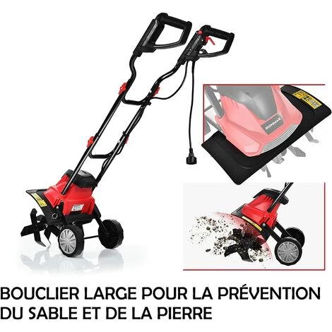 GOPLUS 1200W Motobineuse ?lectrique, Motoculteur Puissante Avec Interrupteur à Double Sécurité, Profondeur De Travail Avec Roue Pour Jardinage Et Cultivateur (1200W 4 Lames) 4 GOPLUS 1200W Motobineuse ?lectrique, Motoculteur Puissante Avec Interrupteur à Double Sécurité, Profondeur De Travail Avec Roue Pour Jardinage Et Cultivateur (1200W 4 Lames) – Image 4