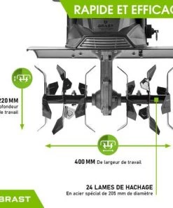 Motobineuse électrique 1200W - 24 Lames/6 Fraises - 40cm – 22cm Profondeur De Travail - Accouplement Anti-blocage - Interrupteur De Sécurité - BRAST -Promos Motobineuse et accessoire Boutique 54234373 3