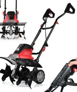 RELAX4LIFE Motobineuse Électrique 1500 W à 400 RPM, Motobineuse Avec Profondeur Travail 22 CM, Largeur 43 CM Et 6 Lames, Poignée Pliable Et Bouton De Sécurité Pour Jardin (1500W)