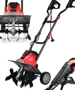 RELAX4LIFE Motobineuse Électrique 1200 W à 365 RPM, Motobineuse Avec Profondeur Travail 22 CM, Largeur 35 CM Et 4 Lames, Poignée Pliable Et Bouton De Sécurité (1200W)