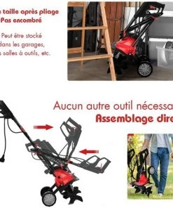 RELAX4LIFE Motobineuse Électrique 1200 W à 365 RPM, Motobineuse Avec Profondeur Travail 22 CM, Largeur 35 CM Et 4 Lames, Poignée Pliable Et Bouton De Sécurité (1200W) -Promos Motobineuse et accessoire Boutique 64129717 4