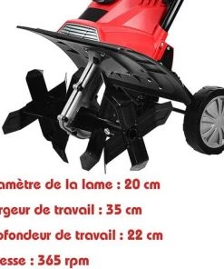 RELAX4LIFE Motobineuse Électrique 1200 W à 365 RPM, Motobineuse Avec Profondeur Travail 22 CM, Largeur 35 CM Et 4 Lames, Poignée Pliable Et Bouton De Sécurité (1200W) -Promos Motobineuse et accessoire Boutique 64129717 5